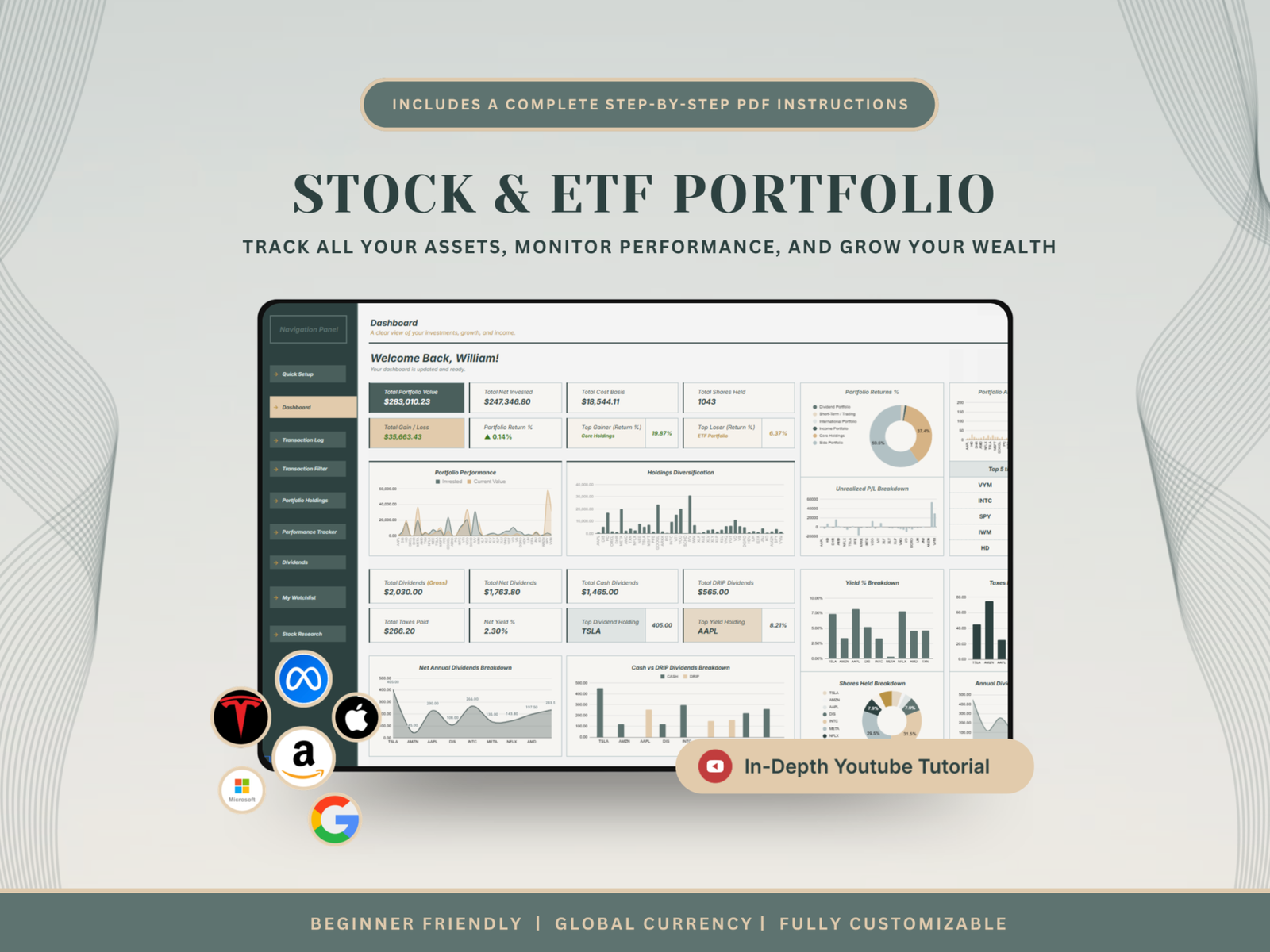 Stock & ETF Portfolio Spreadsheet Tracker