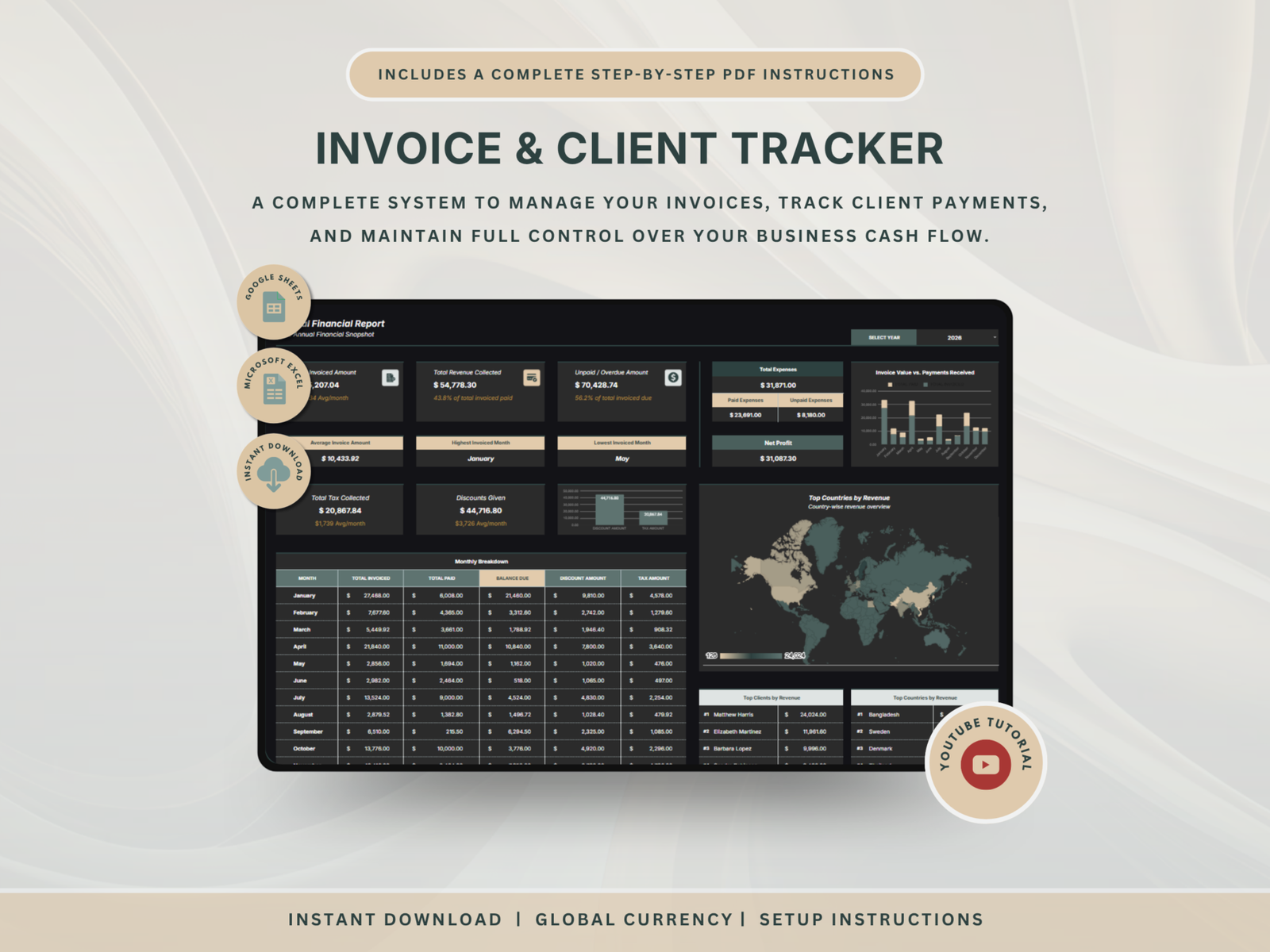 Invoice and Client Tracker - Dark Mode