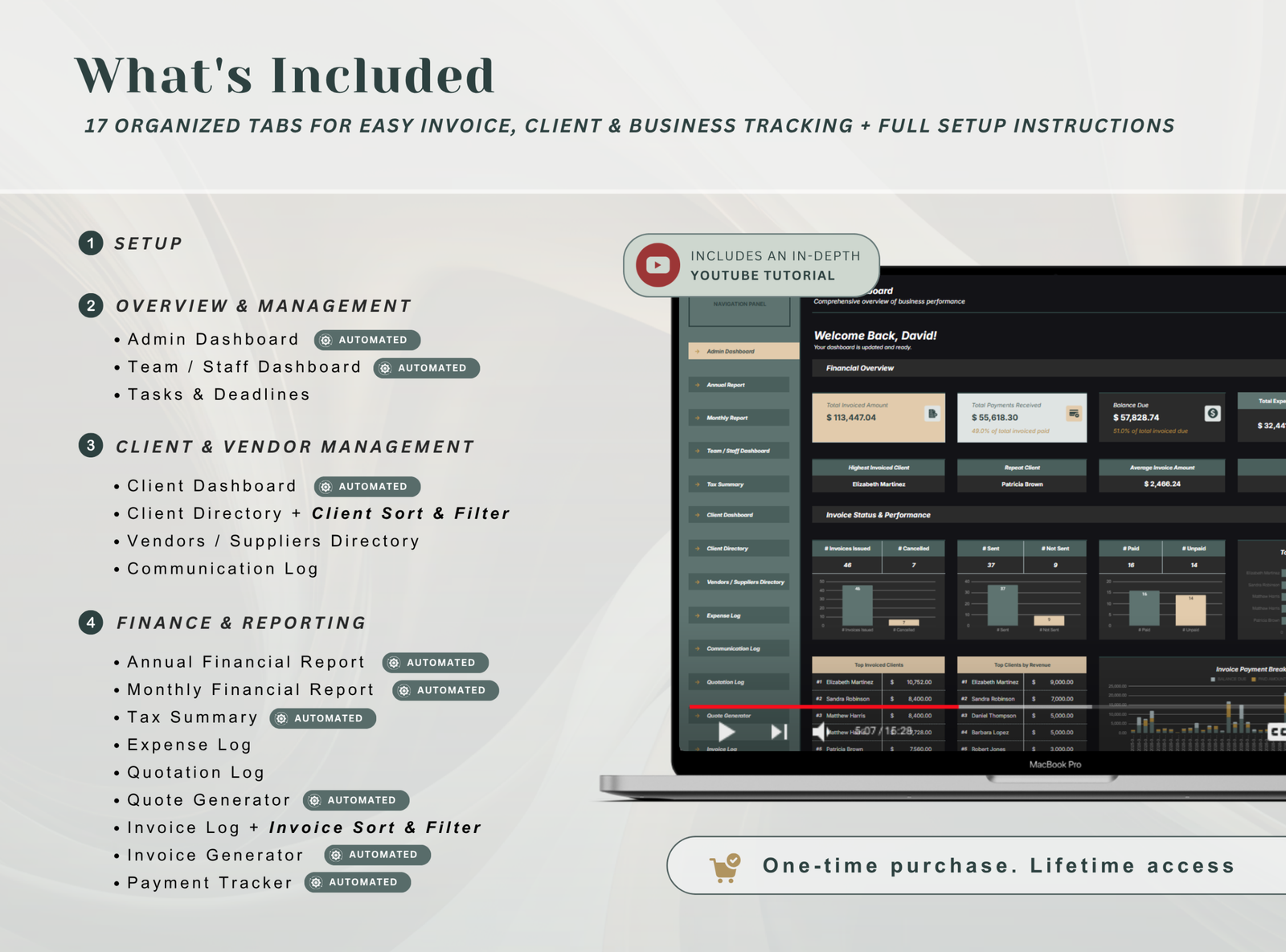 PLR Invoice & Client Tracker - Dark Mode